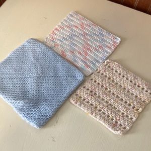 3 pc Vintage crocheted potholders or trivets